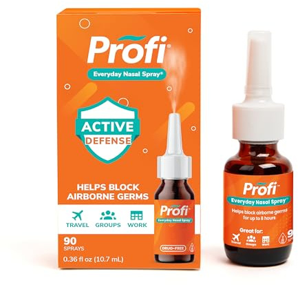 Profi™ Nasal Immune Spray – Cleansing Gel Layer for Airborne Exposure, Up to 8 Hours, Drug-Free Nasal Spray for Everyday Use, Travel, Work & Crowded Spaces (90 Sprays)