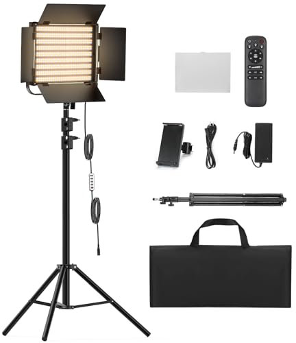 RGB Photography Video Lighting Kit, 50W Bi-Color Energy-Saving LED Video Studio Lights with 2300k~8500k Dimmable CRI 97+ for Filming Camera Photo Recording Stage Shooting Streaming YouTube TikTok