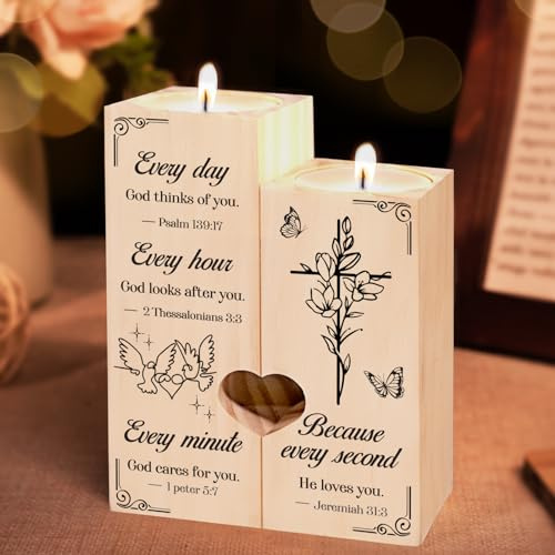 Christian Gifts for Women - Christ Candlestick | Christian Gifts - Inspirational Religious Gifts for Women & Men - Candleholder Desk Decoration - Baptism & Catholic Gift
