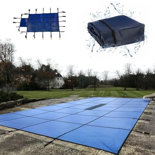 kubeier Schwimmbadabdeckung, Pool Abdeckplane rechteckig, Groß Schwerlast Blaues Netz Pool-Schutzabdeckung für in den Boden eingelassene Schwimmbäder, PP-Material Poolabdeckung,6.2m×10m/20ft×33ft