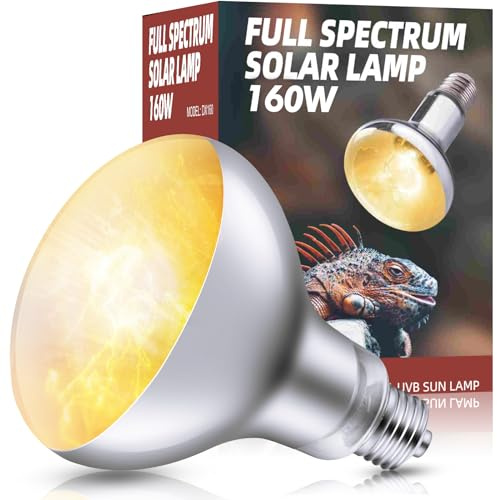 DXOPHIEX 160W Reptile Heat Lamp Bulb Full Spectrum UVA UVB Reptile Light, Sun Lamp Basking Light for Bearded Dragon, Mercury Vapor Bulb for Reptiles and Amphibians