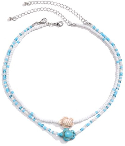 Wedity Starfish Turtle Beaded Choker Halsband Justerbara Smycken för Kvinnor Flickor, Taglia unica, Plast, Ingen ädelsten