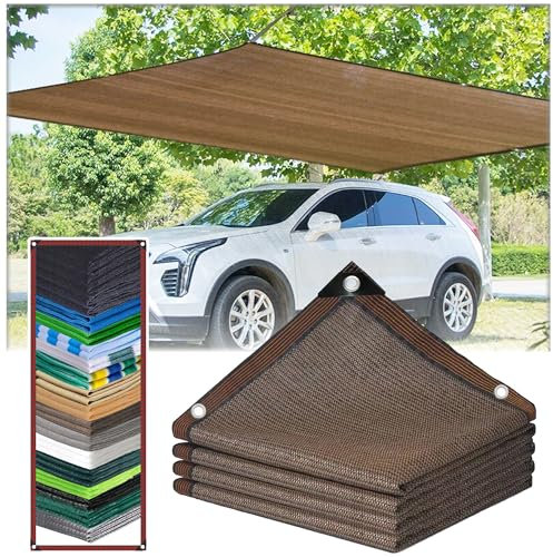 SSFMSF Telo Ombreggiante Con Occhiellato Protezione Raggi UV 90% Rete Telo Ombra Tenda da Sole Privacy per Giardino, Pollaio, Serra, Balcone, Posto Auto Coperto. (Marrone ｜ 1 * 1m)