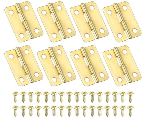 PATIKIL Pequeñas Bisagras de Espiga de 1 Pulgada Paquete de 8 Bisagras Mini para Joyeros con Tornillos para Cajas de Joyería Gabinetes Cajones Y Puertas Color Oro