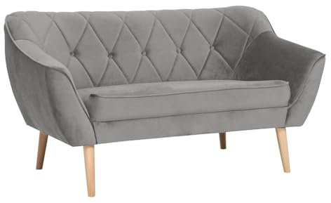 BETTSO - CARO2 - Sofa - Couch - 2 Sitzer - Relaxsessel - Mini Sofa für Wohnzimmer, Schlafzimmer - Loungesessel - Wohnzimmercouch - Kleine Couch - Samt Velvet Grau