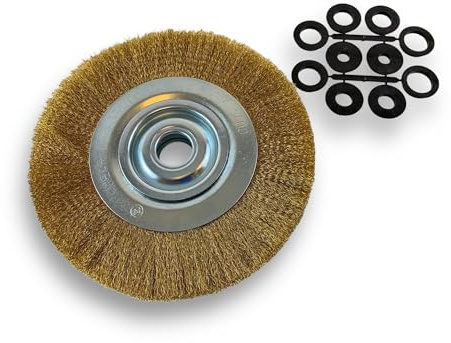 Kibros Lot 3 brosses circ. touret LAITON fil souple Ø 250 mm 2 rangs | Fil souple 0.20 mm ondulé, alésage 32 mm + réducteur bague 25/22/20/16/12 mm, meuleuse ponceuse affûteuse, décapage brossage.
