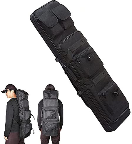 ANSNOW Langer Gewehrkoffer Weicher Doppelgewehrrucksack Taktische Waffentasche Schusswaffenaufbewahrung Und -Transport Gewehrwaffentasche Für Jagd Und Schießen/Schwarz/120 cm