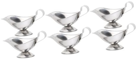 TOPPERFUN 6pcs Stainless Steel Gravy Boat Spout Condiment Sauce Cups for Gravy Ladle Boat