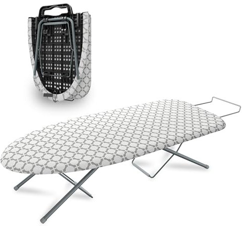 Johgee Foldable Table Top Ironing Board with Iron Rest, Small Travel Ironing Board with Non-Slip Feet for Home & Dormitory, Travel Use, Light Weight, Space-Saving, 77 x 32cm