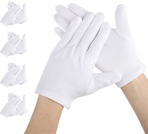 Segbeauty Guanti Cotone Dermatologici, 4 Paia Guanti Cotone Lavabili, per Mani Secche Spa Trattamento Cosmetico Idratante, Ispezione (M)
