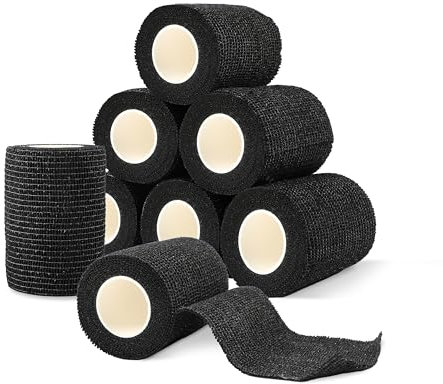 Selbsthaftende Bandagen, 8 Rollen x 7,5 cm x 4,5 m, elastische Bandagen, feste Bandagen, selbsthaftende Bandagen, selbstklebende Bandagen für Sport, Klebebinden, atmungsaktiv und reißfest