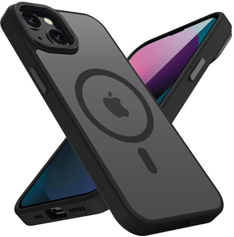 KPPIT for iPhone 13 Case, [Compatible with MagSafe][Shockproof Drop Protection], Frosted Translucent for iphone 13 Phone Case,Black