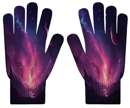 MLSOWM Bunte Himmel-Strickhandschuhe für Schutz Sporthandschuhe Radsporthandschuhe fäustlinge elastisches Stricken Touchscreen bunte Wolken Handschuhe Vollfinger Strickhandschuhe für Unisex