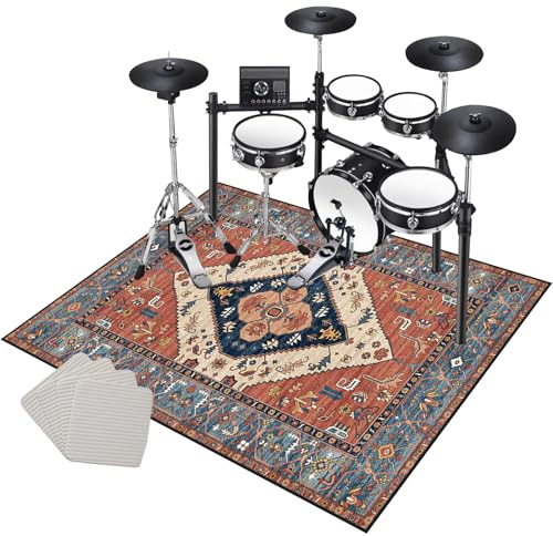 Schlagzeugteppich 120 x 90 cm Drum Teppich Schlagzeug Teppich Trommel Teppiche Musikinstrumente Bodenmatte Schallschutzdecke Für Bass Drum Snare Schlagzeugmatte Trommelteppich Schallschutz Teppich