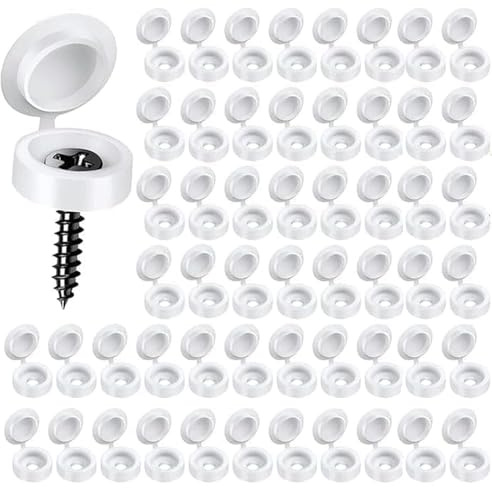 200 Pcs White Screw Caps Covers, Plastic Hinged Screw Covers， Snap on Replacement Screw Decorative Covers for Covering Screw Heads Screw Protection