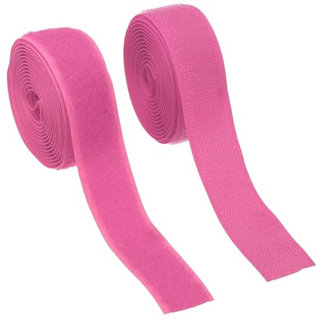 YELARXI Sew on Hook and Loop Tape, 1 Inch Width Non-Adhesive Back Nylon Sewing Fastener Strips Interlocking Fabric Tape 2 Yards Fit for Clothing Crafts Sewing DIY Project - (Rose Red)