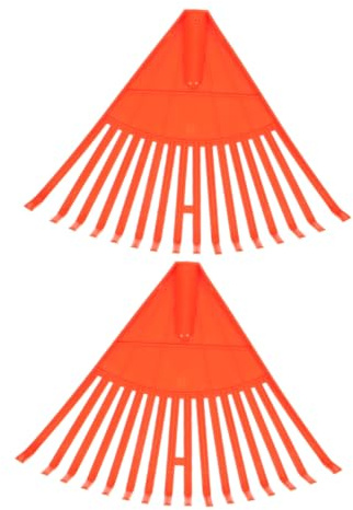 LOORGVEL 2 Rastrillos De Plástico para Hojas y Césped De Jardín, 16 Dientes, Color Naranja, 2 Piezas, Herramienta Resistente para Jardinería y Limpieza De Patios
