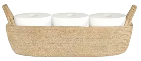 CAKEEYUM Panier de Salle de Bain Organisateur Corde en Coton Panier Papier Toilette tissé 13x5.9x3, 9 Pouce réservoir Toilette décoratif pour comptoir Salle Bain
