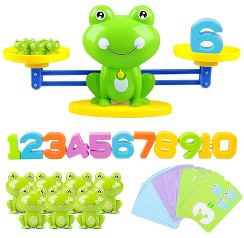 Lernspielzeug Mathe-Spiel, Zählen und Rechnen Lernen Frosch Lernspielzeug, Montessori Spielzeug für Kinder mit Waage und Zubehör, Lernspiele Kinderspielzeug Geschenk für Jungen Mädchen ab 5 Jahre