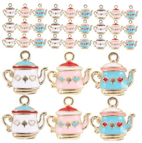 BELLIFFY 60pcs Teapot Charms Zinc Alloy Small Pendant Set for DIY Crafts | Teapot Shaped, for Jewellery Making Projects, Unique Pieces for Necklaces Bracelets Keychains