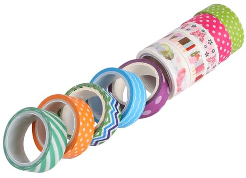 Veemoon 10 rouleaux Ruban Adhésif Décoratif Washi DIY pour Scrapbooking Journaux Albums Autocollants Colorés