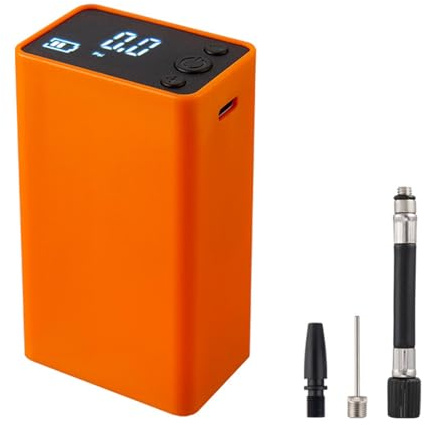 Elektrische Ballpumpe, Tragbare Luftpumpe für Basketball, Fußball, Volleyball mit Digitalanzeige, Automatische Abschaltung (ORANGE)