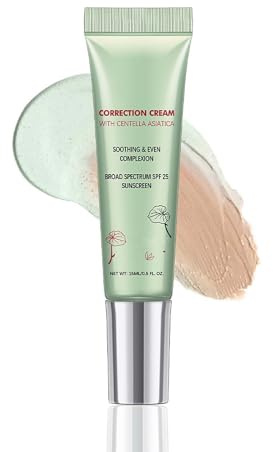 CC Red Correct Creme mit Centella - Koreanische korrigierende CC-Creme gegen rötungen, Beruhigende Gesichtscreme mit LSF 25, Gleichmäßigen Teint - Leichte Textur, Ideal für Sensible Haut (Grün)