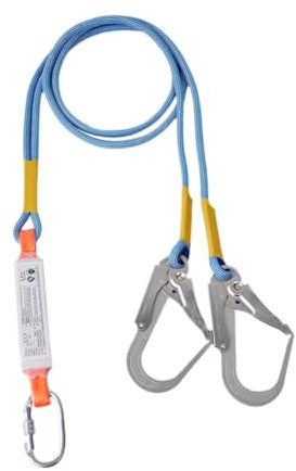 Longe de Sécurité avec Harnais de Travail, Ceinture de Sécurité avec Mousqueton, Harnais Securite Anti Chute, pour Travaux Aériens Cordon d'assurance Extérieur, 2 M (6,56 Pi) Adultes, Crochet Double