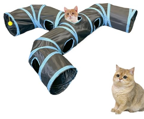 Kattunnel, 130 x 100 cm tunnelrör leksaker interaktiv lek, 51,18 x 39,37 tum husdjurs titthål hopfällbart gömställe för kattunge valp, 500 g polyester mjuk ståltrådskonstruktion, alla, inomhus