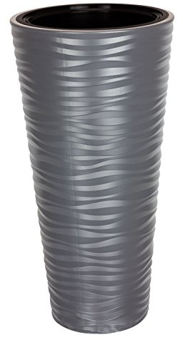 Form Plastic Blomkruka blomkruka inkl. insats antracit struktur vågig H 78,5 cm Sahara