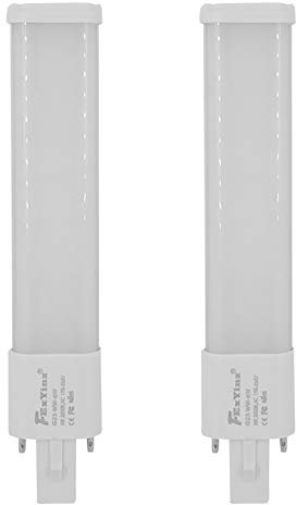 FExYinz G23 LED Bombilla Temperatura de color ajustable 6,5 pulgadas Ra 90 6 Watt 600 Lúmenes Enchufar 2 Clavija PL Lámpara LED Bombilla Compacta G23 Tubo Luz Pack de 2