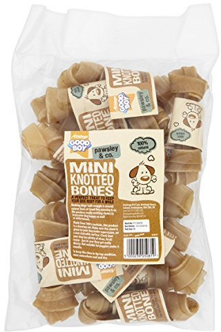 Good Boy - Mini Rawhide Knotted Bones - Dog Chews - Made From 100 Percent Natural Hide - Pack of 15 - Dog Treats Natural