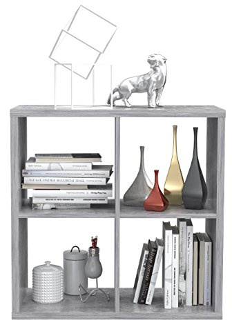 FORTE Mauro Regal 2x2 Fächer, Holzwerkstoff, Betonoptik Lichtgrau, (B*H*T): 72,7 x 72,8 x 32,9 cm