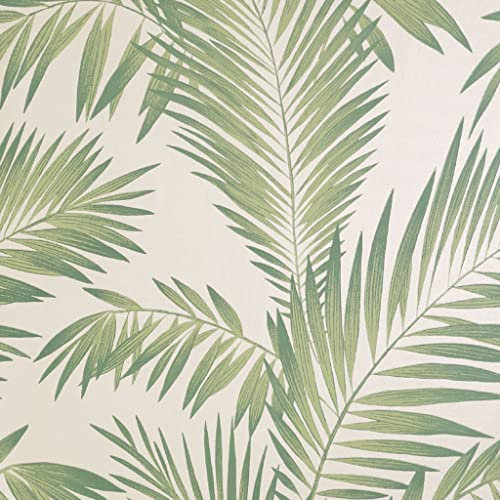 Arthouse Tropical Palm Green & Cream Wallpaper - for Living Spaces & Feature Walls - Bedroom - Kitchen - Hallway - Livingroom - Office Study - Rustic - Modern - Full Roll 10.05m (L) X 53cm (W) 906800