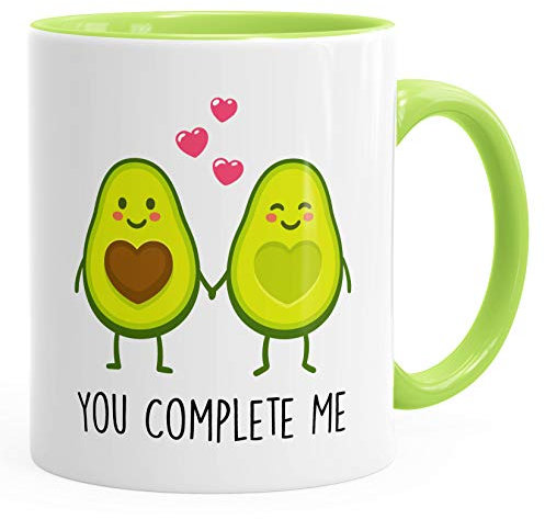 Geschenk-Tasse Liebe Avocado You complete me Kaffeetasse Teetasse Keramiktasse MoonWorks® hellgrün unisize
