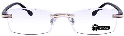 TERAISE Lesebrille, rahmenlos, Diamantschliff-Design, Anti-Ermüdung, klare Lesebrille für Männer