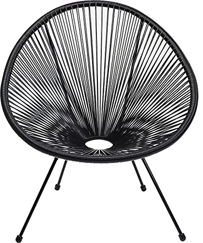 Kare Design Sessel Acapulco Mono, Schwarz, Indoor und Outdoor Stuhl im Retro-Design, Gartenstuhl, Relaxsessel für Balkon, Garten, Terrasse, Schwarzes Stahlgestell, 85x73x78 cm (HxBxT)