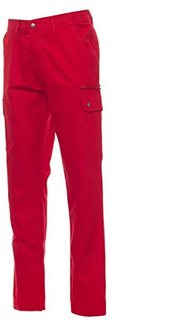 PAYPER Forest Pantalone da Uomo multistagione Lavoro con Tasche Laterali Anteriori Posteriori Chiusura Zip 100% Cotone (L, Rosso)