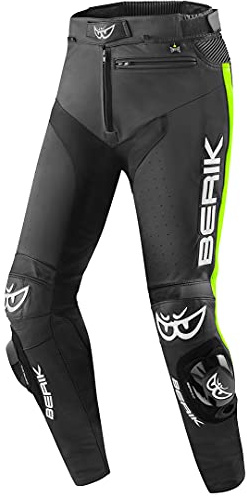 Berik Track Pantalons en cuir, noir/jaune, 56