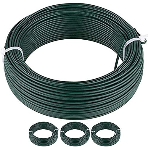 AMAGABELI GARDEN & HOME 2,75 mm x 50 m x 4 Stück Spanndraht, Rolle mit Metalldraht, grün, PVC-beschichtet, Metall, kunststoffbeschichtet, grün, für Zaun WR3 DA103
