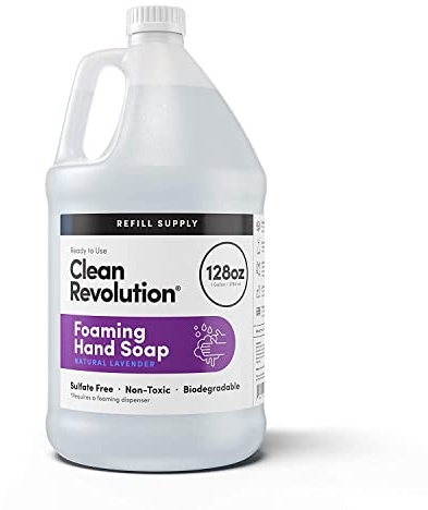 Clean Revolution Foaming Hand Soap Refill Supply Container. Ready to Use Formula. Natural Lavender Fragrance, 128 Fl. Oz