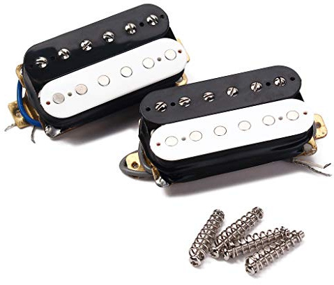 Alnicov Black & White Gitarren Pickup Zebra Faced Humbucker Double Coil E-Gitarren Pickups 50 / 52Mm mit Installation von Rahmen Gitarren Zubehör
