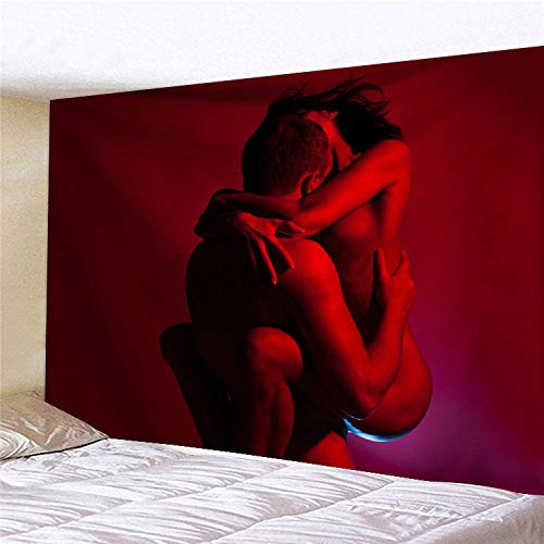 XCSLH Tapisserie Murales,Creative Sexy Couple Embrassant 3D Imprimé Tapisserie Grande Taille Toile De Plage Tapis Yoga Mat Nordic Home Art Fond Mur Tapisseries Décor,180Cmx230Cm