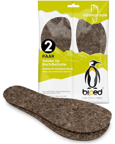biped minimal sole ZUBIRI - 2 Paar Einlegesohlen für Barfußschuhe - Filzsohlen aus echtem Wollfilz - Passen in Minimalschuhe für Erwachsene und Kinder(40)