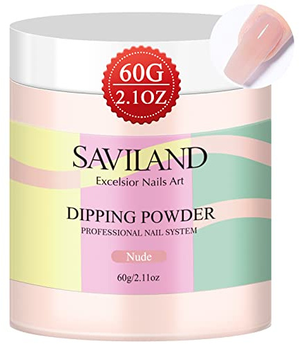 SAVILAND Nude Dip Powder - 2.1 oz Dip Powder for Natural French Nail Art, Strengthens Nails, Easy for Beginners, No Lamp Needed