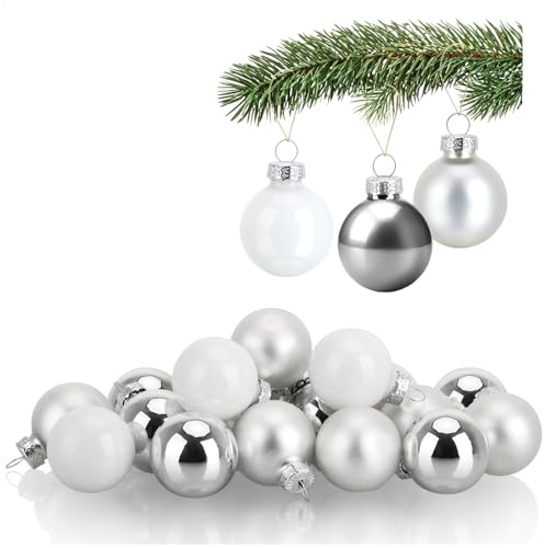 COM-FOUR® 20x Mini-Christbaumkugeln aus Glas, kleine Weihnachtskugeln | Baumschmuck für den Weihnachtsbaum - Ø 3 cm