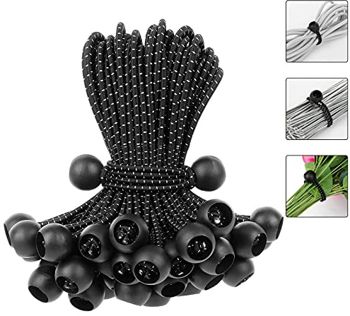 TaoTazon Spanngummis mit Kugel 50 Stück, Planenspanner mit Kugel 12cm, Gummispanner Zeltgummis Expanderschlingen Gummischlaufen für Planen Zelt Banner Netz Pavillions