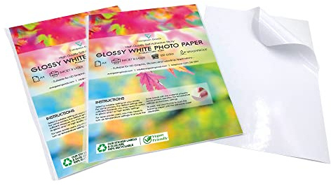 Evergreen Goods A4 Premium weißes, glänzendes, selbstklebendes Fotopapier | hochauflösender Druck | Produkt-Etikettierungs-Aufkleberherstellung | 2 x 100 leere Blätter