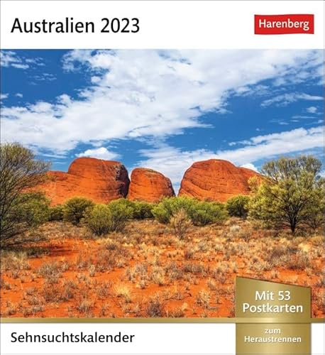 Sehnsuchtskalender Australien - Kalender 2023 - Harenberg-Verlag - Postkartenkalender mit 53 heraustrennbaren Postkarten - 16 cm x 17,5 cm