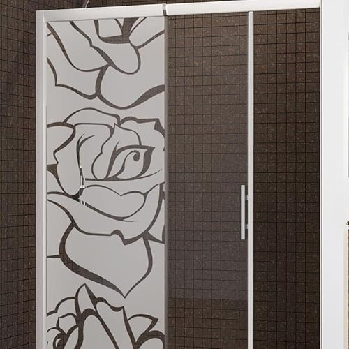 Autocollant porte de douche theme- Sticker Occultant Sablé satin Crystal (spécial pour porte de douche et vitre) - size | Stickers pour verre et fenêtre, décoration originale et moderne, pose sans outil ni colle, résistant à l'eau du quotidien